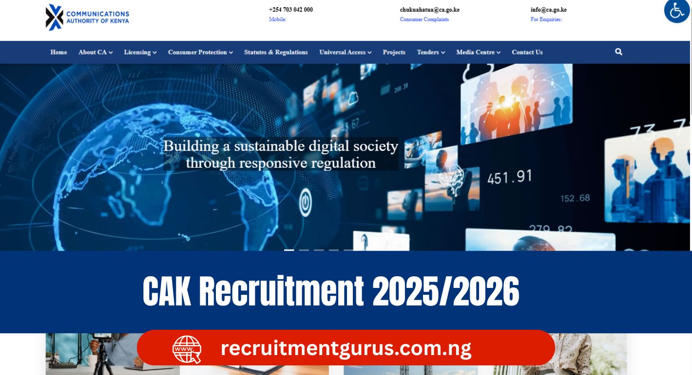 Communications Authority of Kenya Recruitment 2025/2026