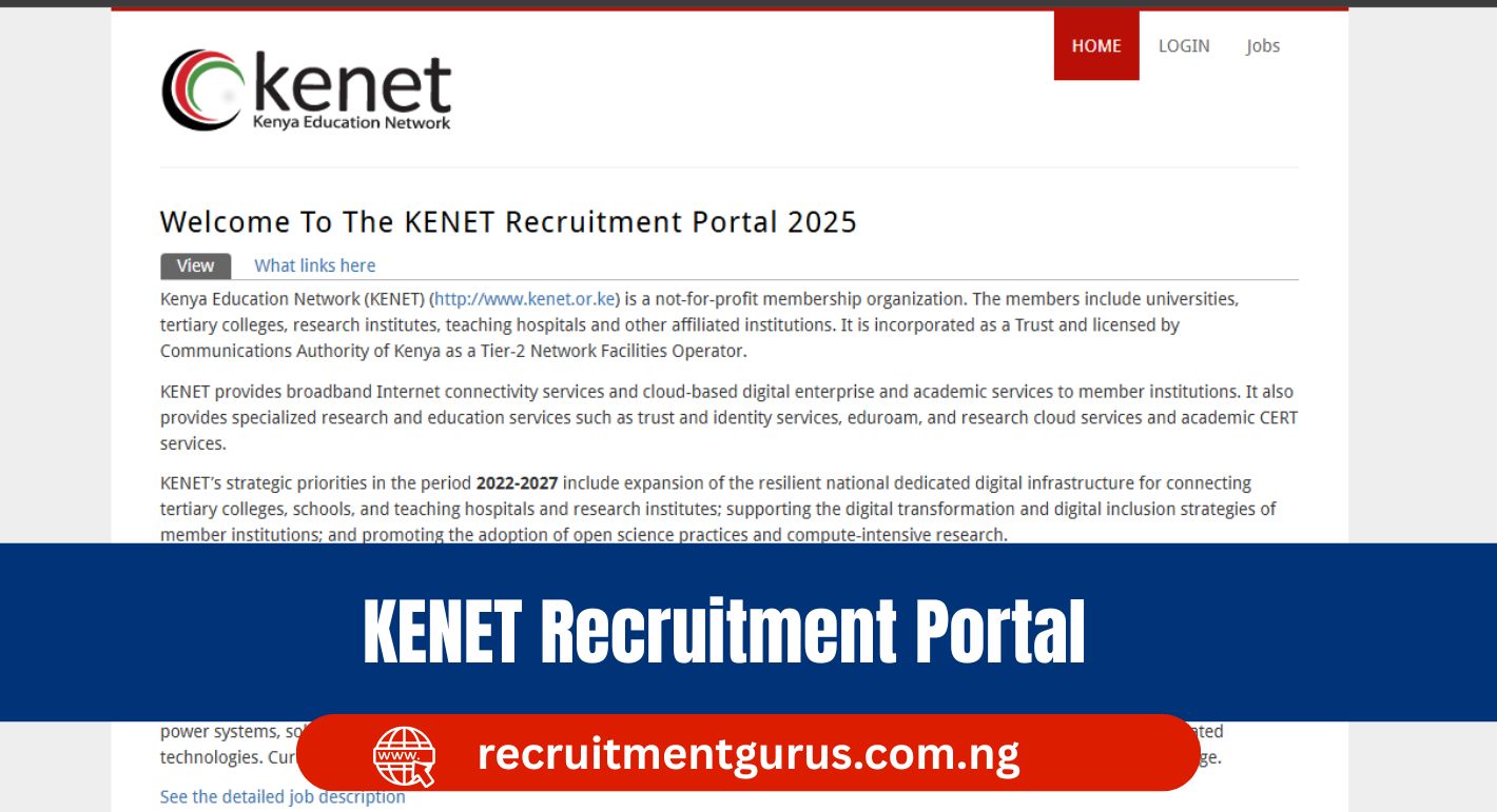 KENET Recruitment Application Form 2025/2026