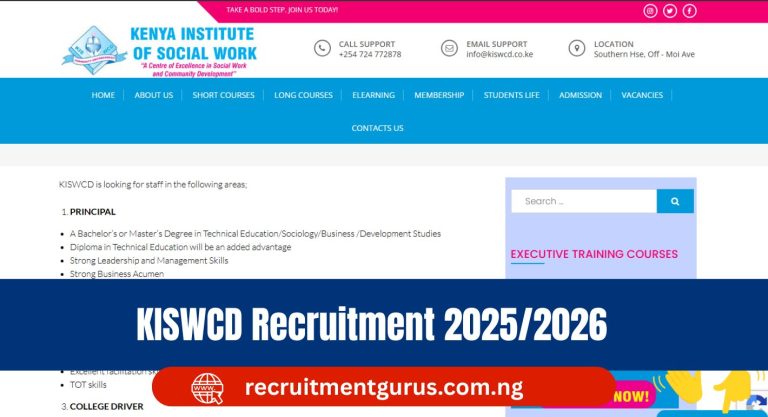 KISWCD Recruitment 2025/2026