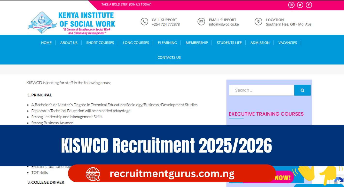 KISWCD Recruitment 2025/2026