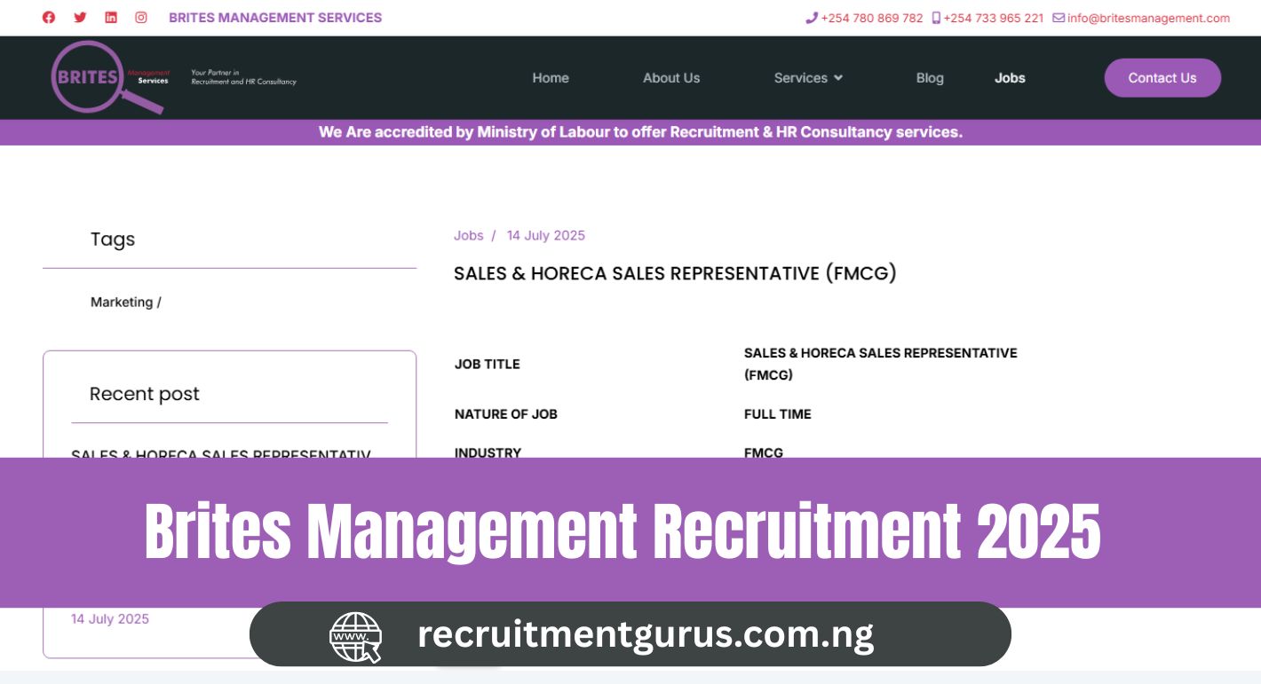 Brites Management Recruitment 2025/2025 | Jobs, Application Guide & FAQs