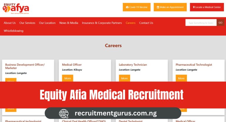 Equity Afia Medical Recruitment Application Form 2025/2026