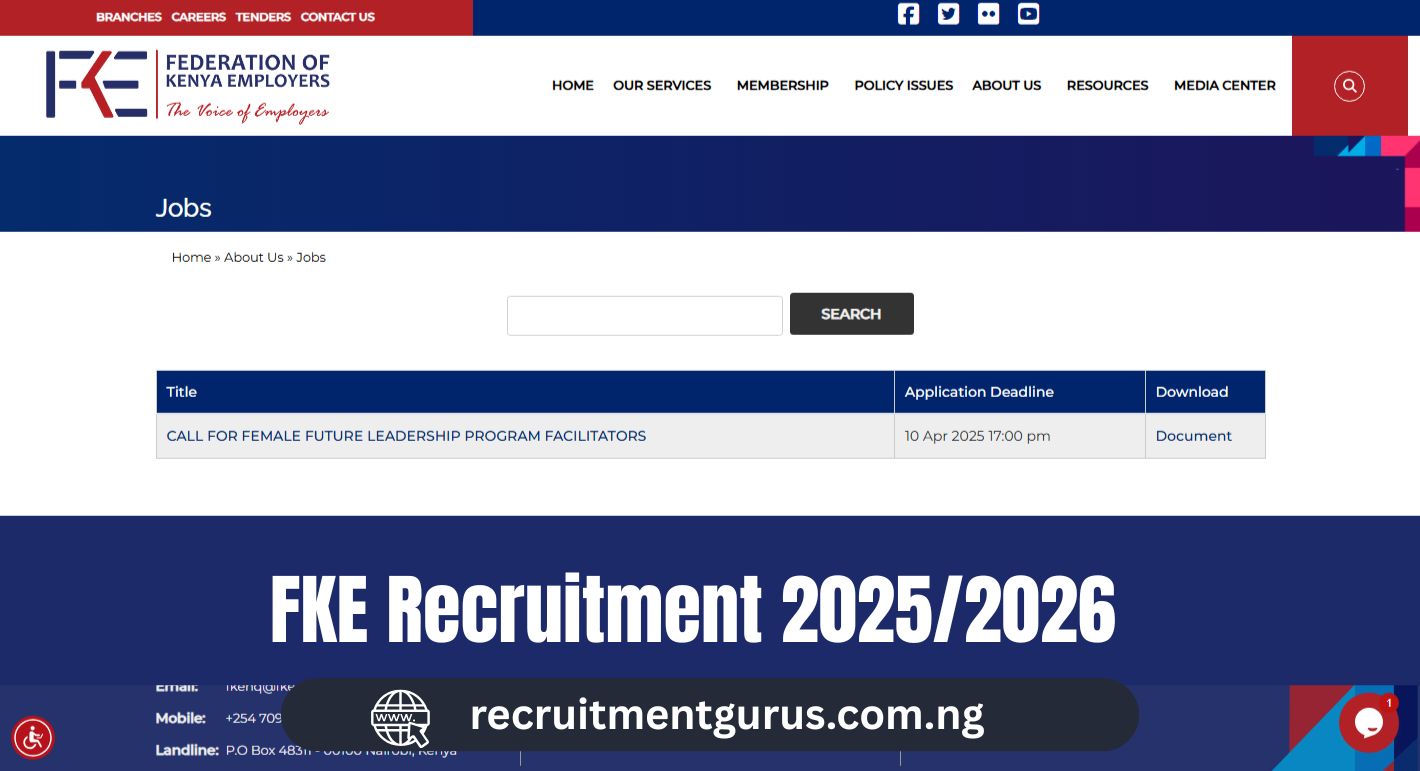 Federation of Kenya Employers Recruitment 2025/2026