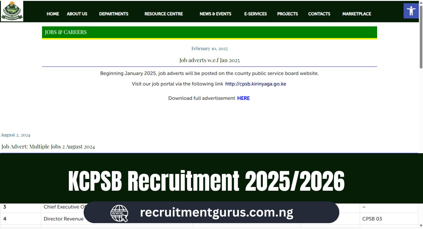 Kirinyaga County Public Service Board Recruitment 2025 | Jobs, Requirements, How to Apply & FAQs