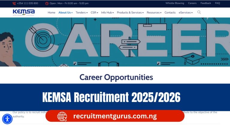 KEMSA Recruitment 2025/2026 - Application Form Portal