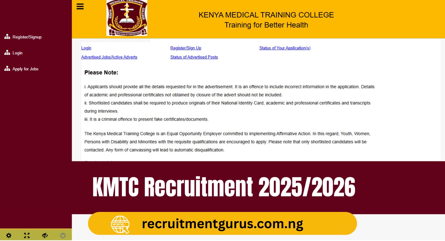 KMTC Recruitment 2025/2026 – Application Form Portal + FAQs