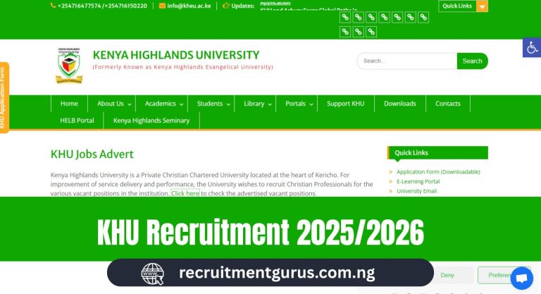 Kenya Highlands University Recruitment 2025/2026 | Job Vacancies, How to Apply, Requirements & FAQs