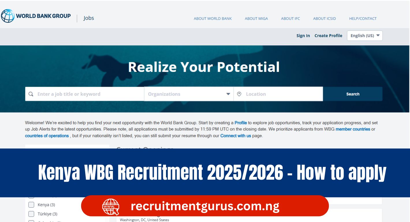 Kenya WBG Recruitment 2025/2026 – How to apply
