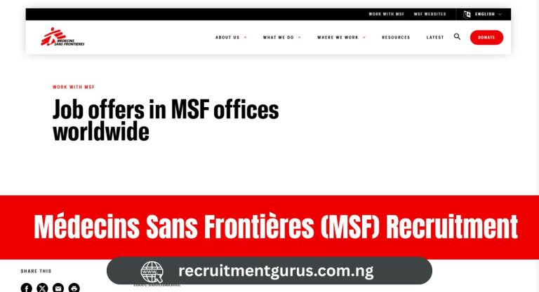 Médecins Sans Frontières (MSF) Recruitment 2025 | How to Apply, Roles & FAQs