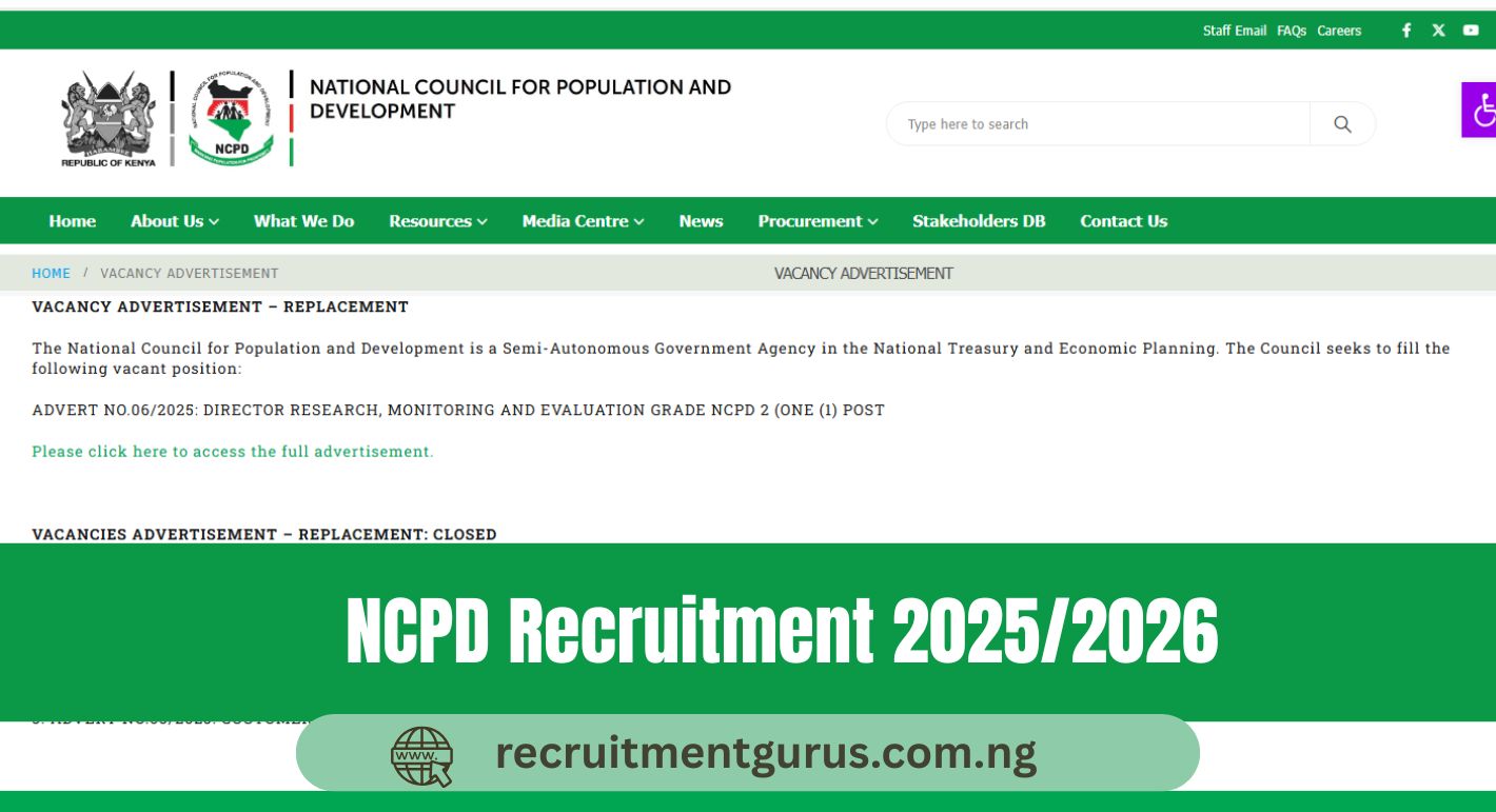 NCPD Recruitment 2025/2026 | Registration Form Portal 