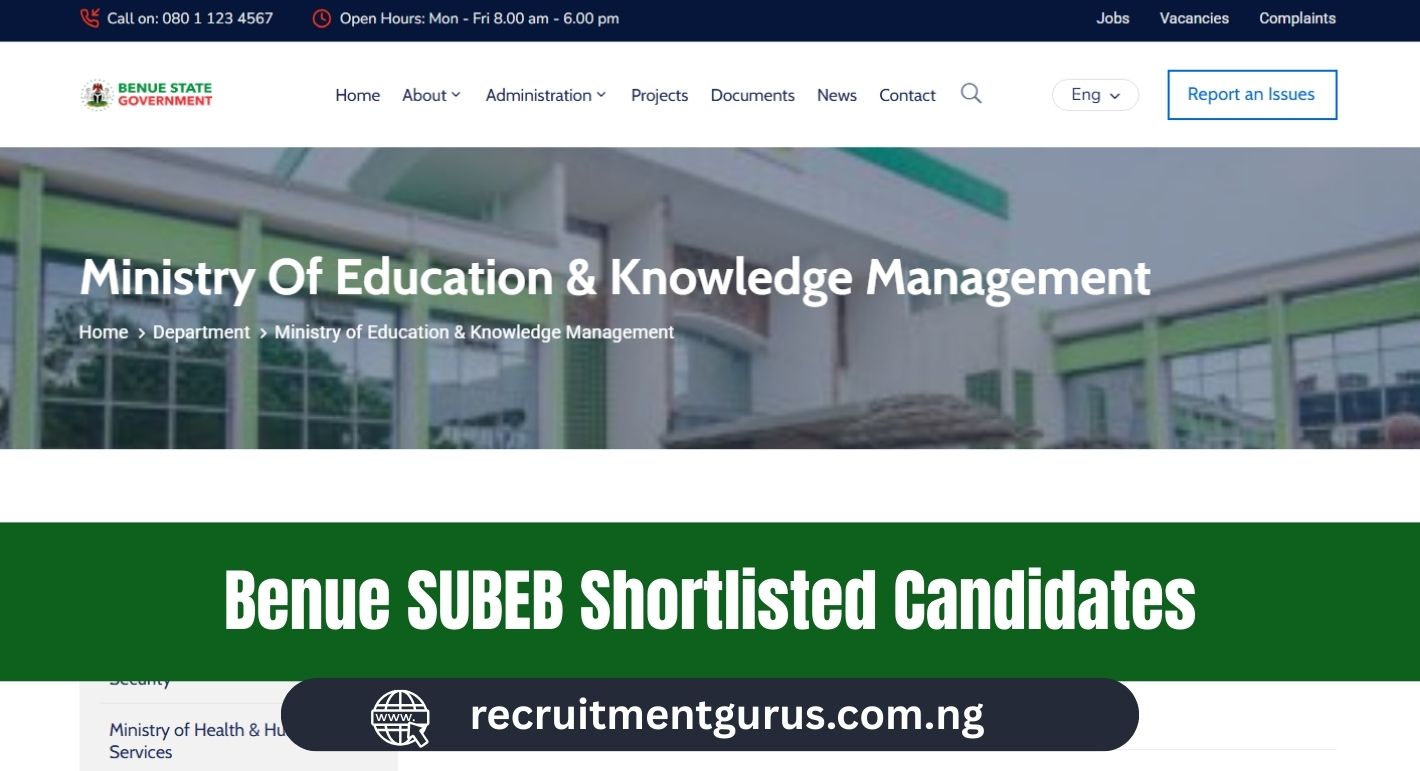 Benue State SUBEB Shortlisted Candidates 2025