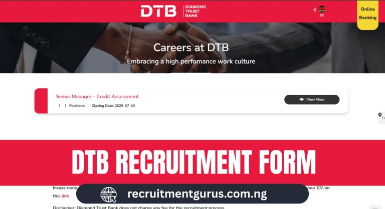 Diamond Trust Bank (DTB) Kenya Recruitment 2025 | Open Roles, How to Apply & FAQs
