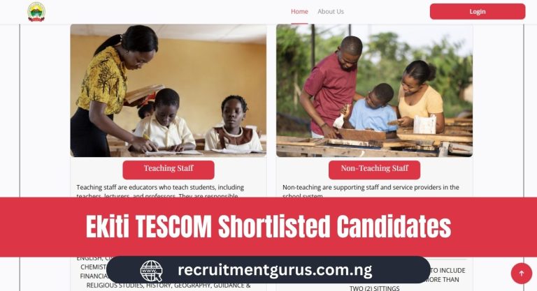 Ekiti TESCOM Shortlisted Candidates 2025