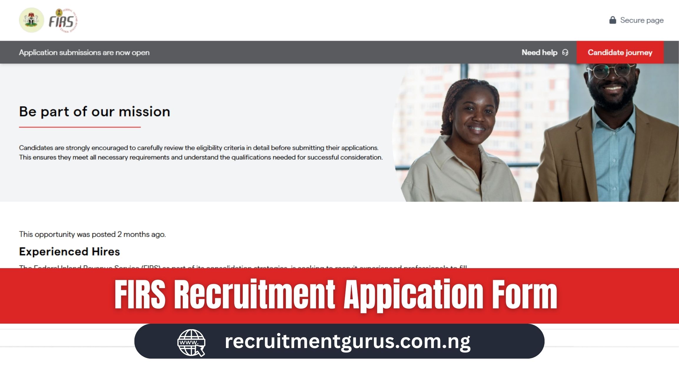 FIRS Recruitment 2025/2026 Application Form