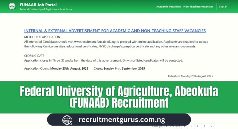 Federal University of Agriculture, Abeokuta (FUNAAB) Recruitment