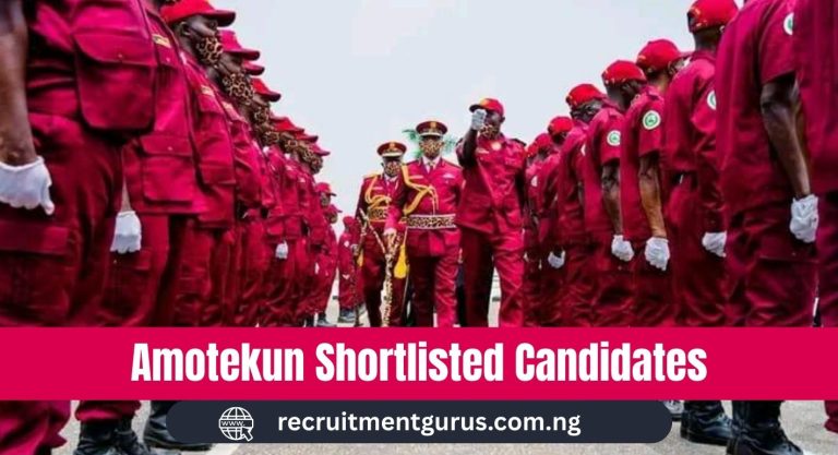Amotekun Shortlisted Candidates 2025/2026