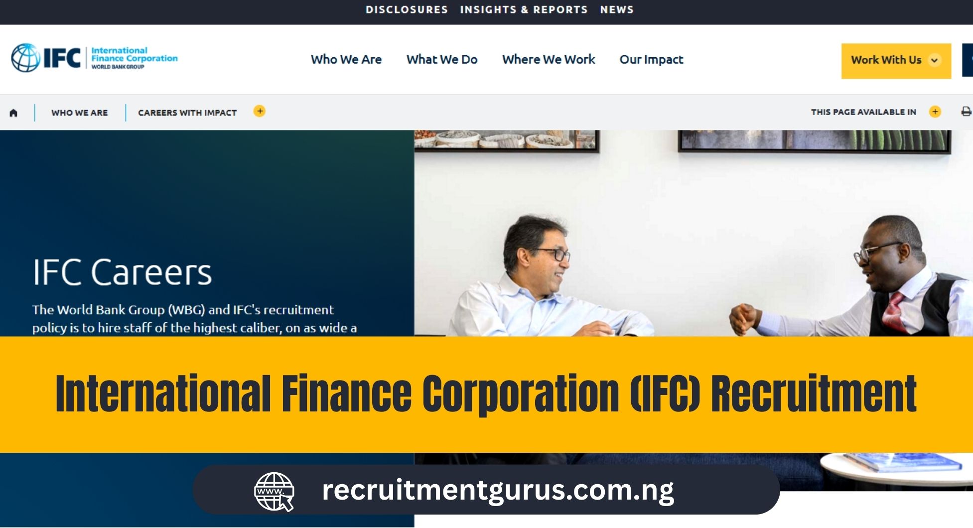International Finance Corporation (IFC) Recruitment 2025/2026 | Application Portal