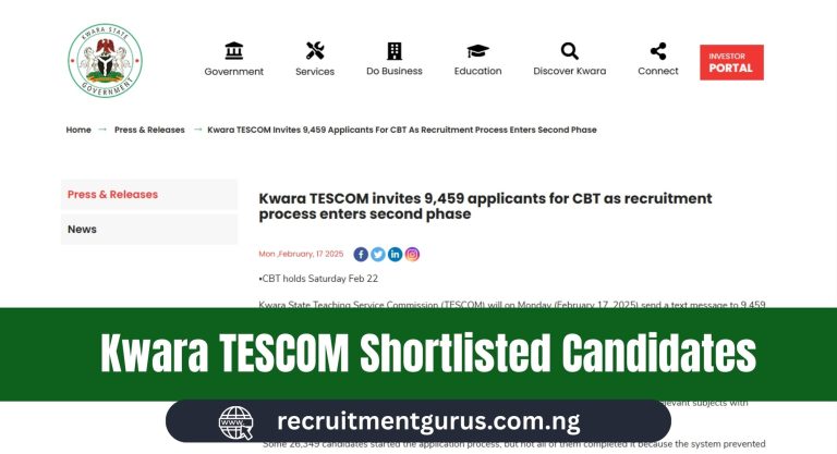 Kwara TESCOM Shortlisted Candidates 2025