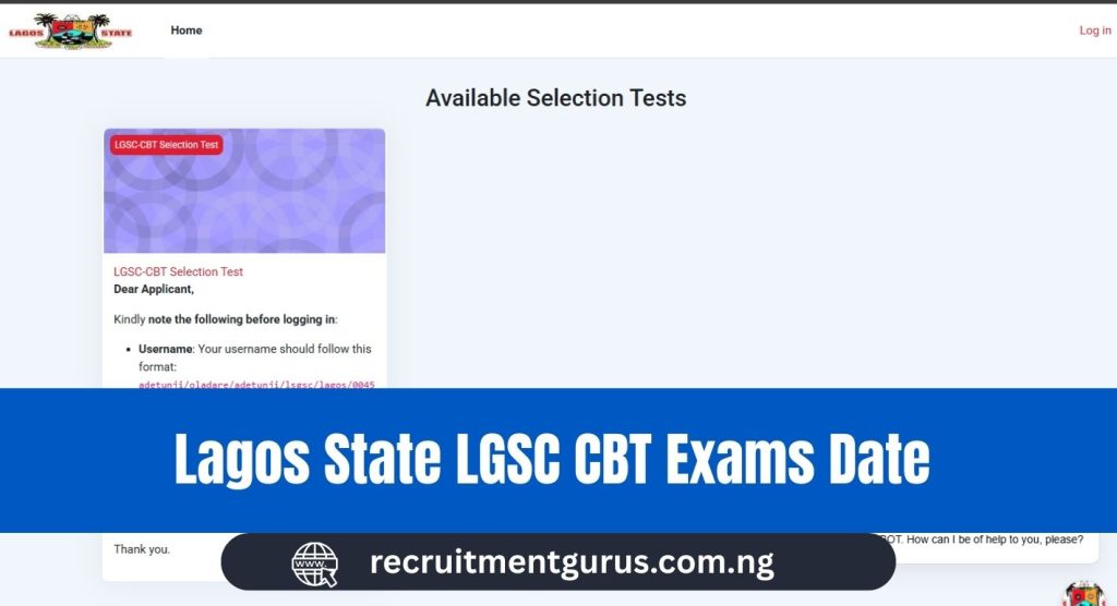 Lagos State LGSC CBT Exams Date 2025/2026 | Screening Updates ...