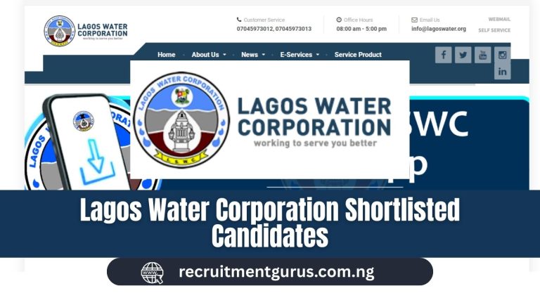 Lagos Water Corporation Shortlisted Candidates 2025/2026 | PDF Download