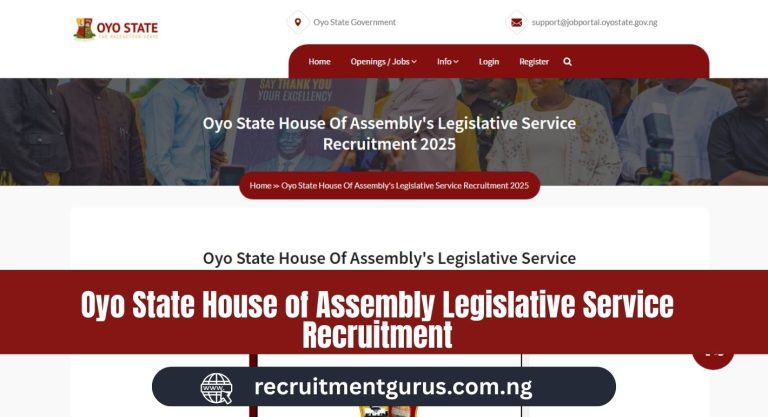Oyo State House of Assembly Legislative Service Recruitment 2025/2026