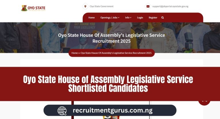 Oyo State House of Assembly Legislative Service Shortlisted Candidates