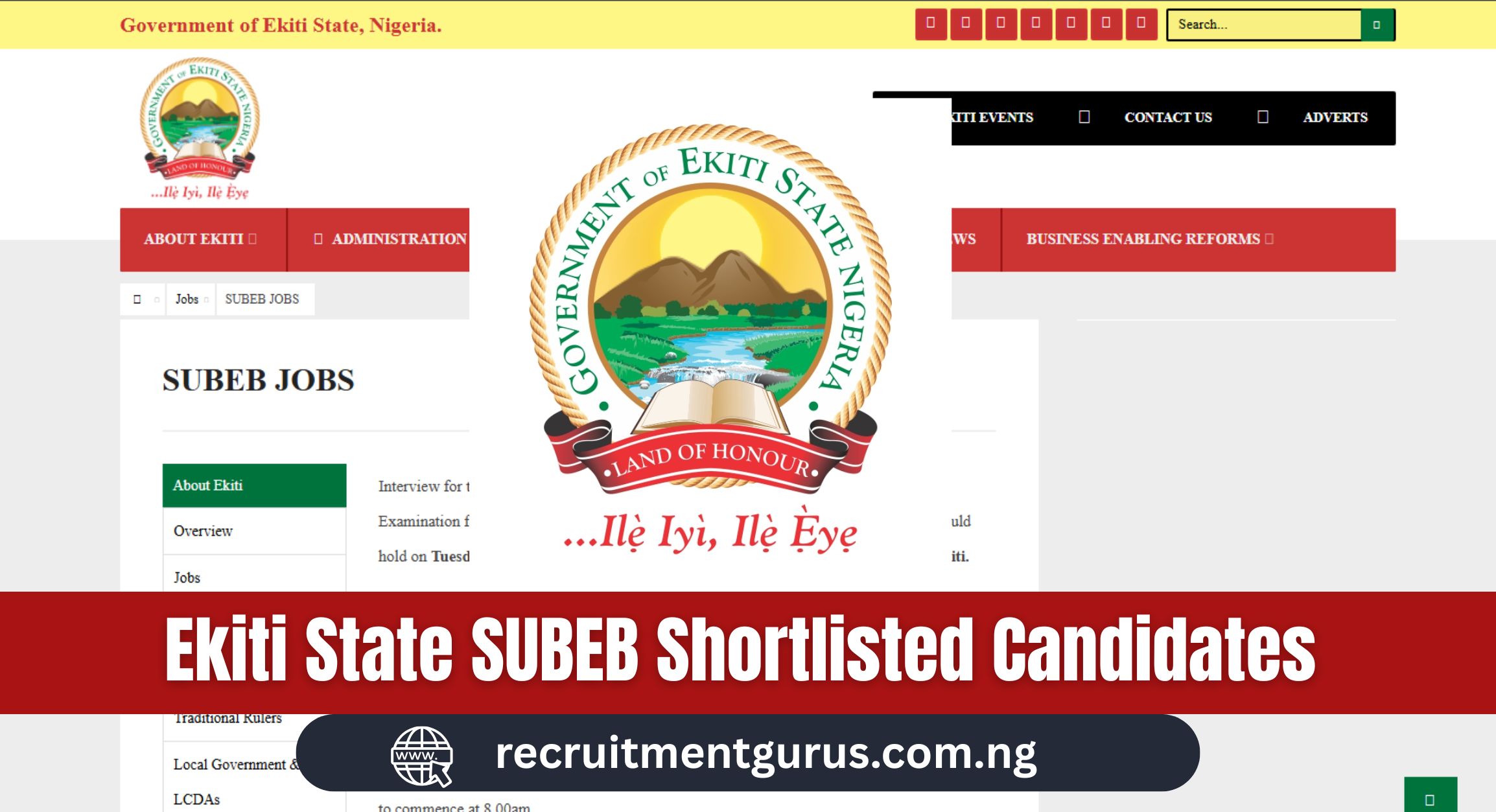 Ekiti State SUBEB Shortlisted Candidates 2025/2026