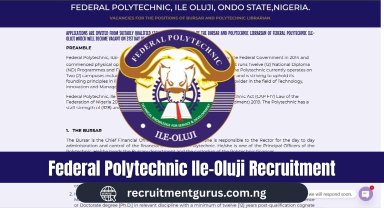 Job Vacancies at Federal Polytechnic Ile-Oluji 2025/2026