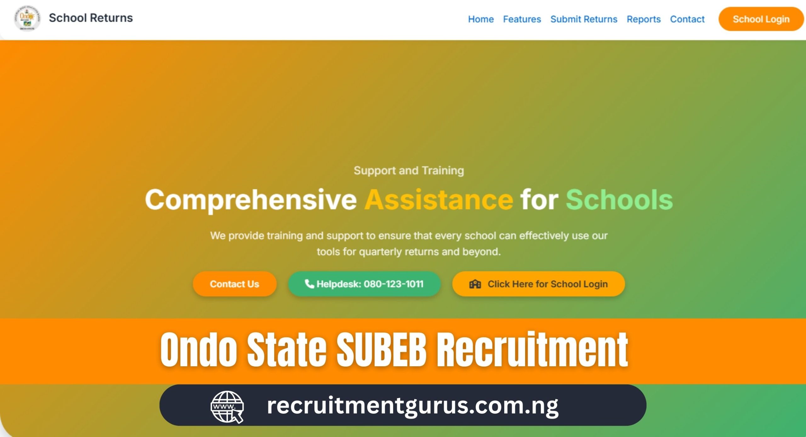 Ondo State SUBEB Recruitment 2025/2026 Application Form