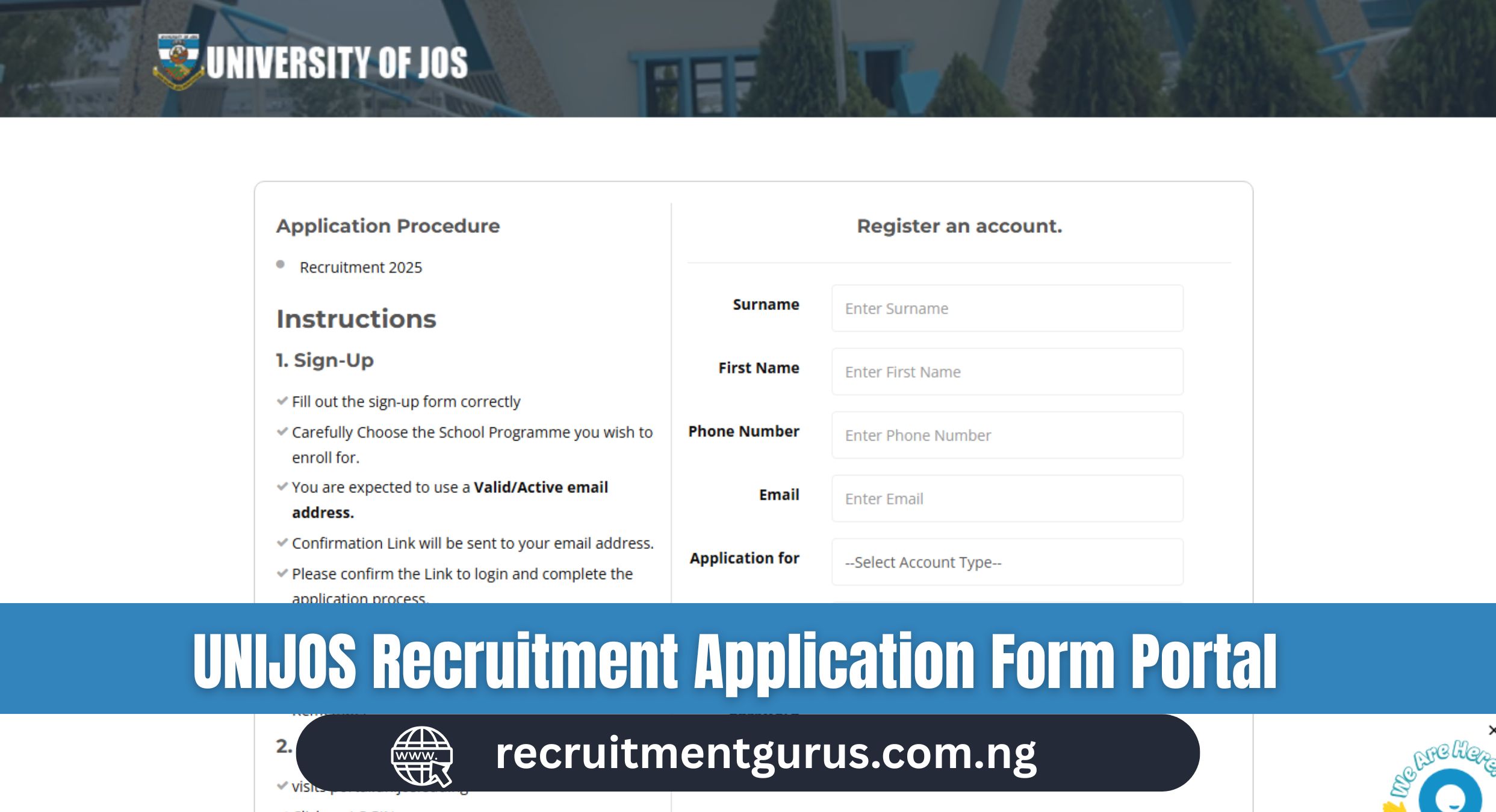 UNIJOS Recruitment 2025/2026 Application Form Portal