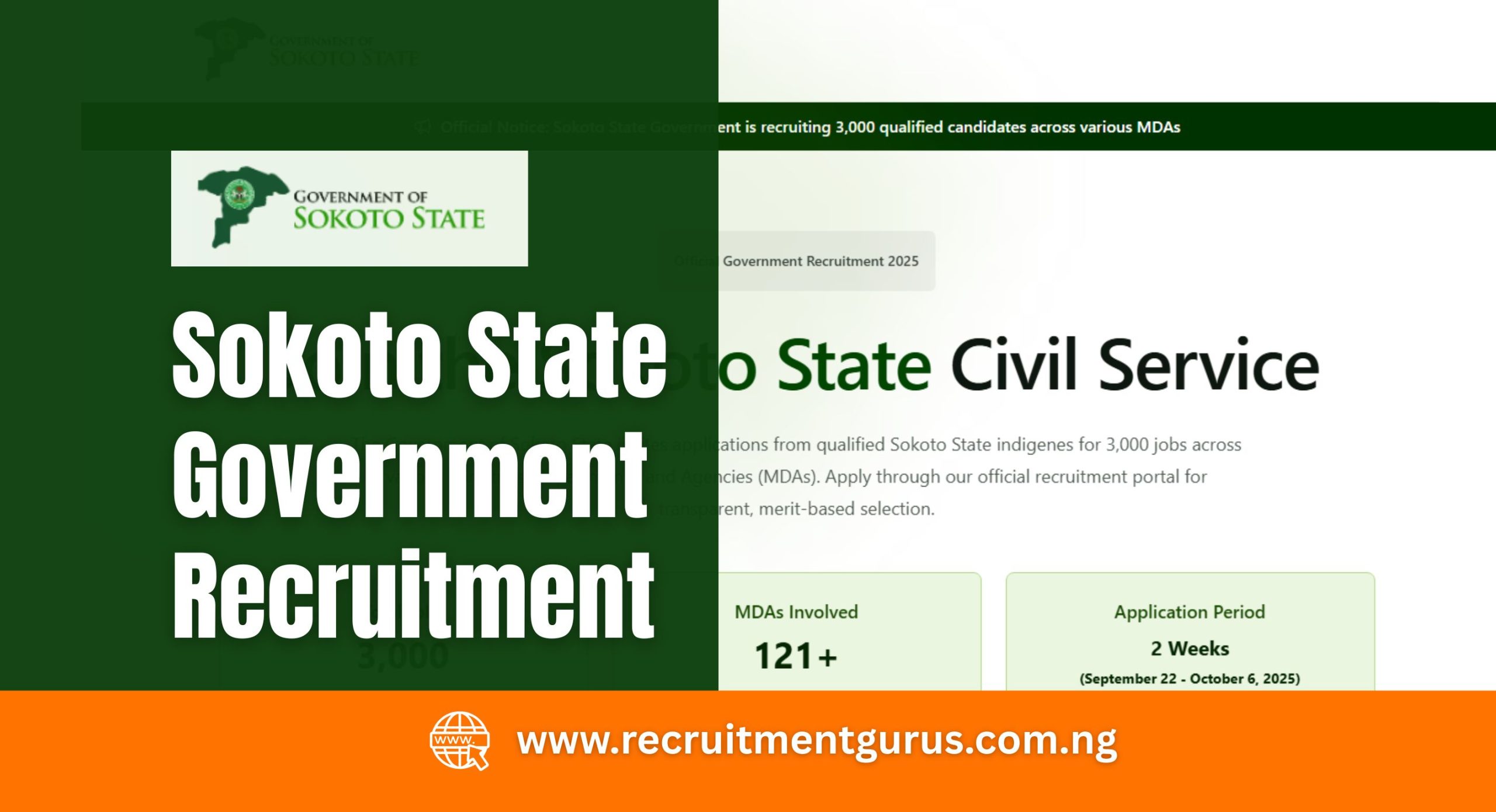 Sokoto State Civil Service Recruitment 2025/2026 is Out