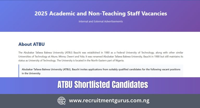 ATBU Shortlisted Candidates 2025/2026 | Abubakar Tafawa Balewa University Shortlist PDF Download