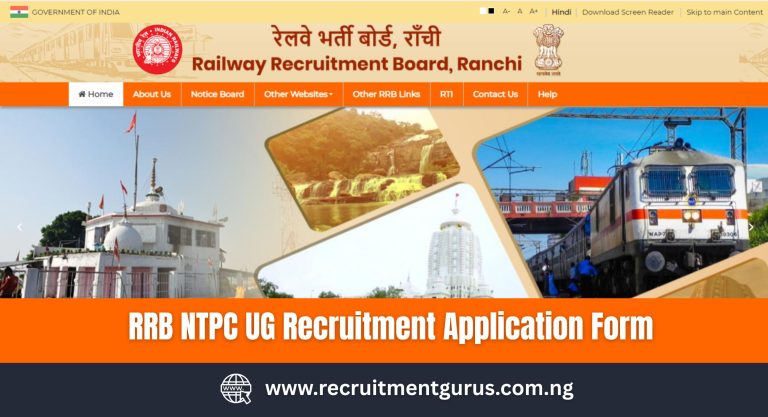 RRB NTPC UG Recruitment 2025/2026 Application Form