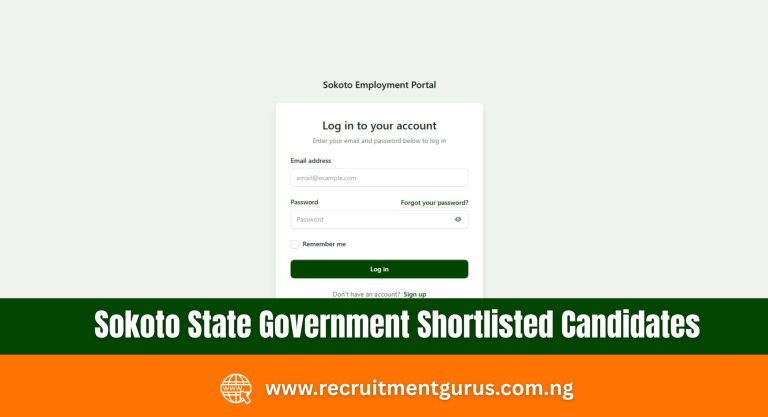 Sokoto State Government Shortlisted Candidates 2025/2026