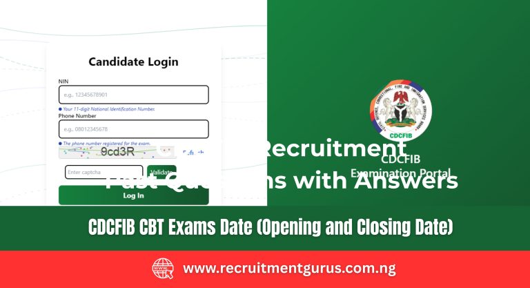 CDCFIB CBT Exams Date (Opening and Closing Date)