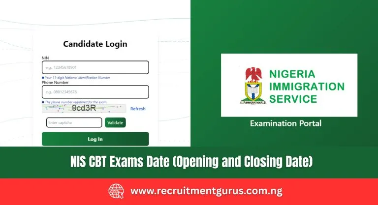 NIS CBT Exams Date (Opening and Closing Date)