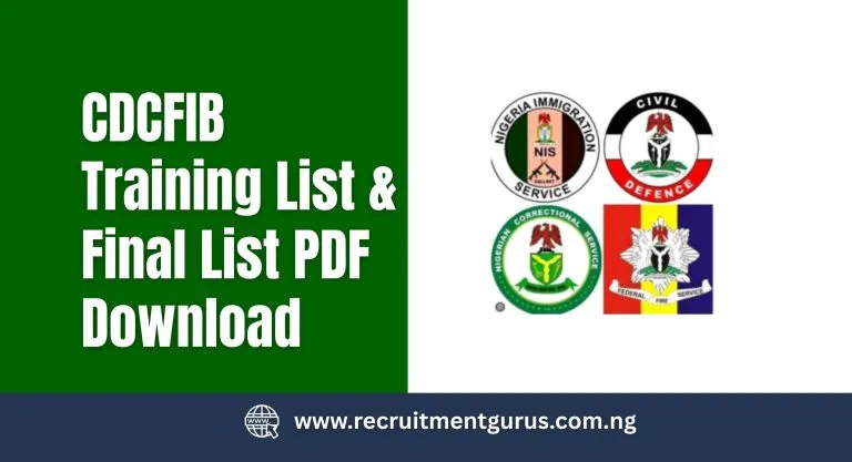 CDCFIB Training List & Final List 2025/2026 PDF Download | Check Names, Requirements & Latest Updates